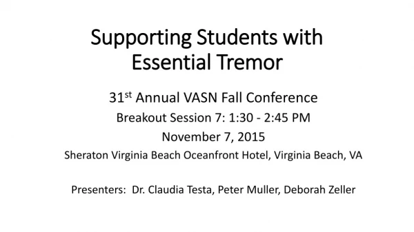 Supporting Students with Essential Tremor