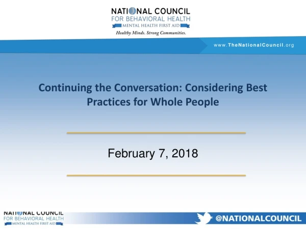 Continuing the Conversation: Considering Best Practices for Whole People