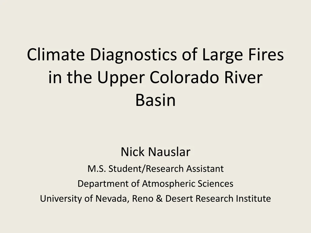 climate diagnostics of large fires in the upper colorado river basin