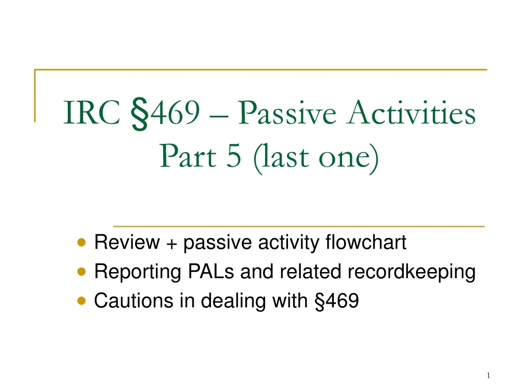 irc 469 passive activities part 5 last one
