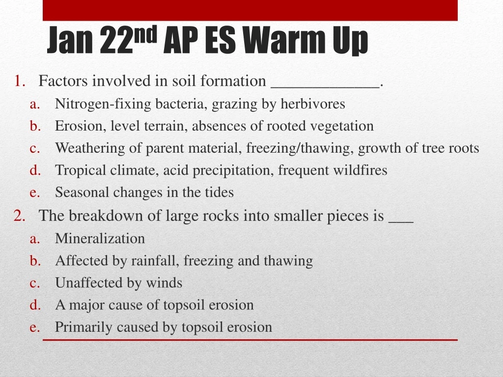 jan 22 nd ap es warm up