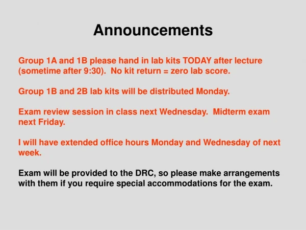 Announcements