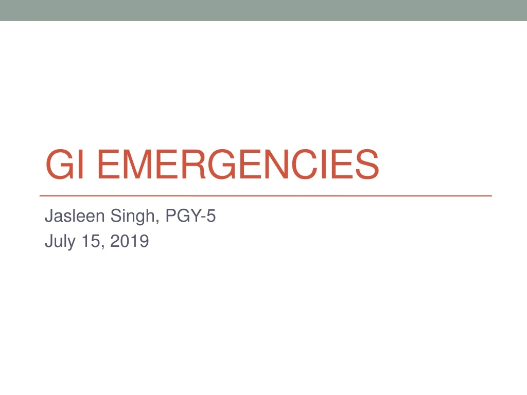 gi emergencies