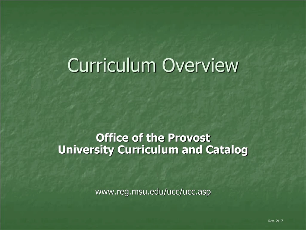 curriculum overview