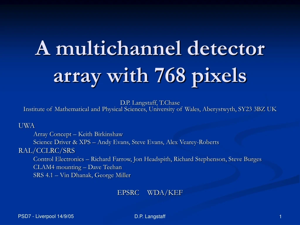 a multichannel detector array with 768 pixels