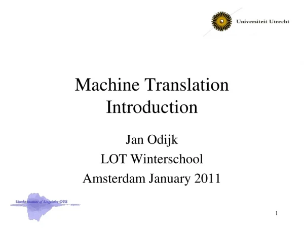 Machine Translation Introduction