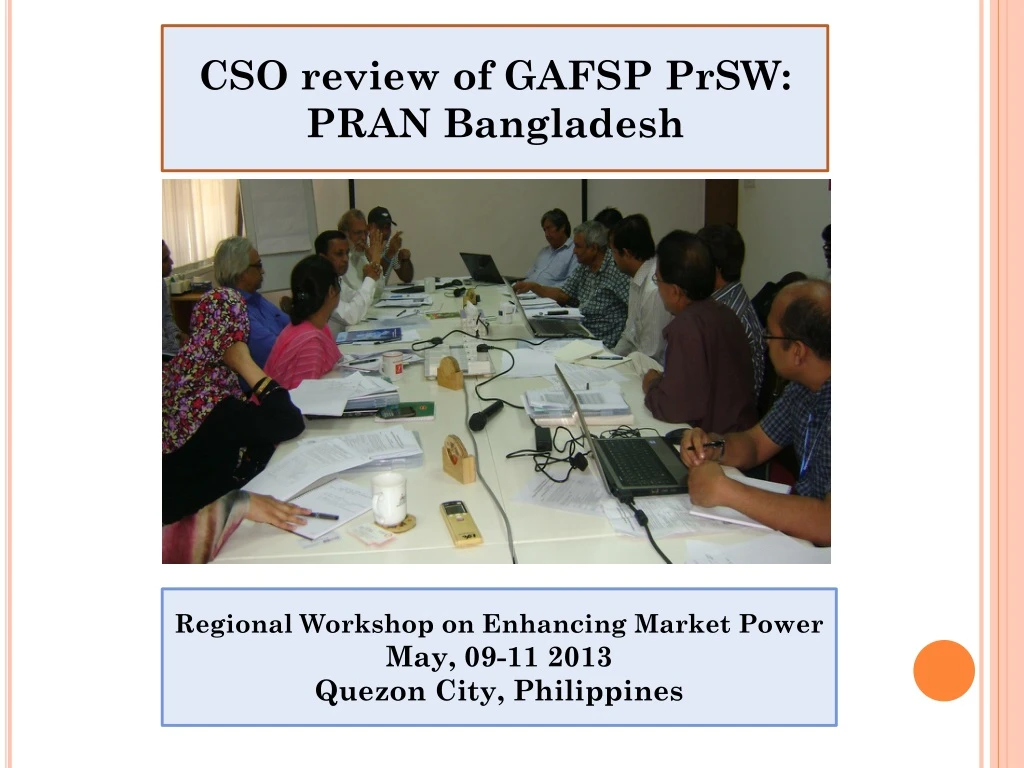 cso review of gafsp prsw pran bangladesh