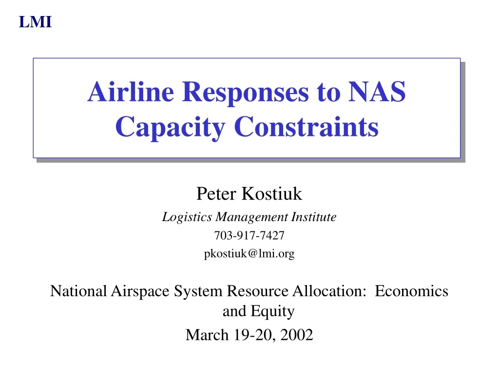 airline responses to nas capacity constraints