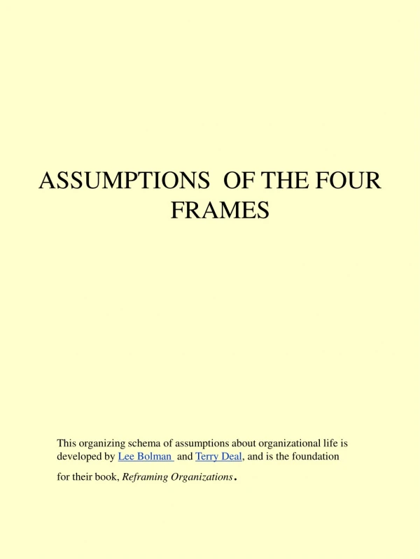 ASSUMPTIONS  OF THE FOUR FRAMES