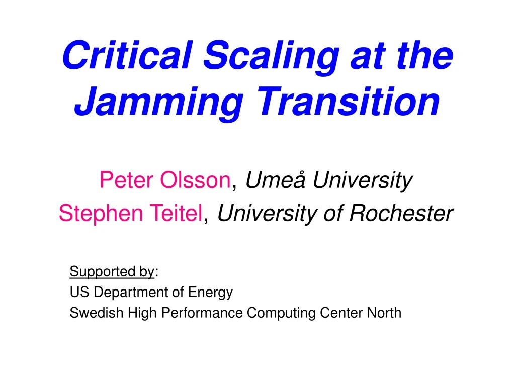 critical scaling at the jamming transition