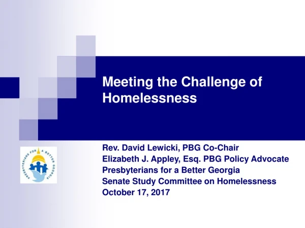 Meeting the Challenge of Homelessness