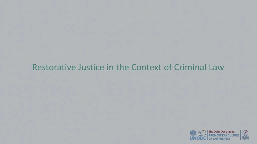 restorative justice in the context of criminal law