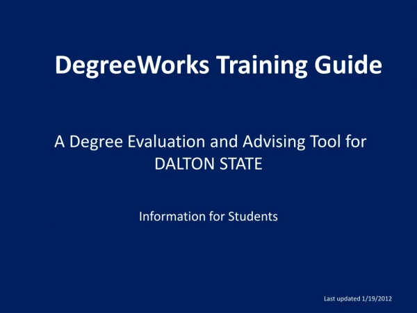 DegreeWorks Training Guide