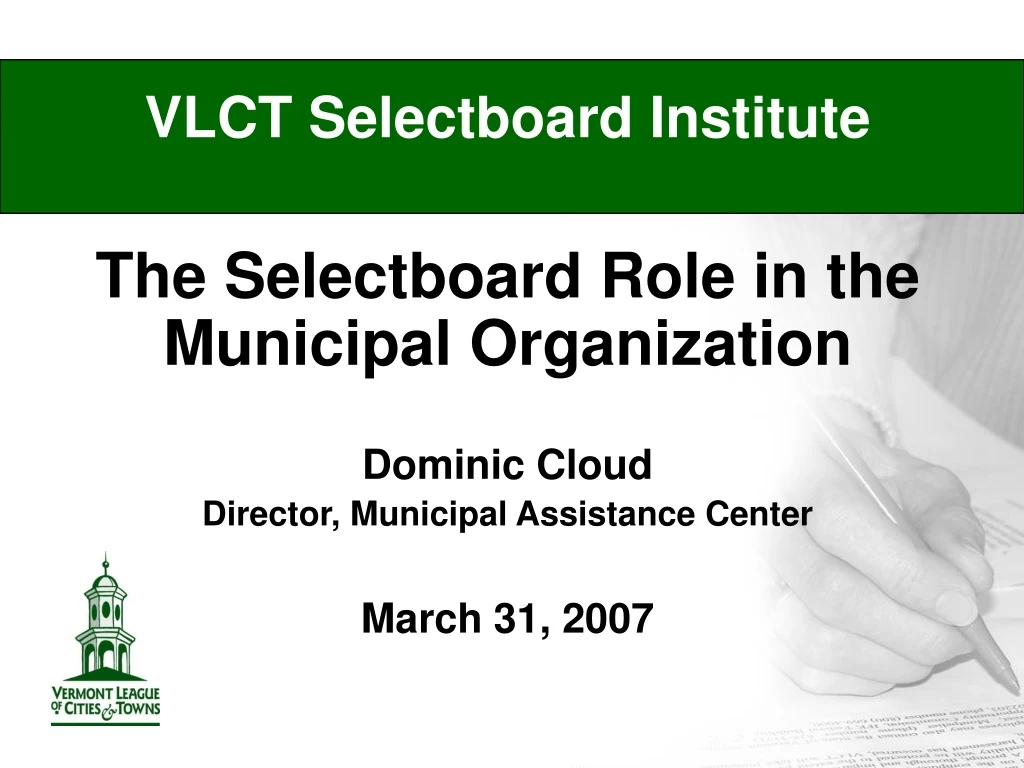 vlct selectboard institute the selectboard role