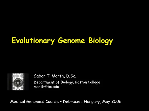 Evolutionary Genome Biology