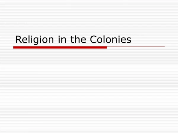 Religion in the Colonies