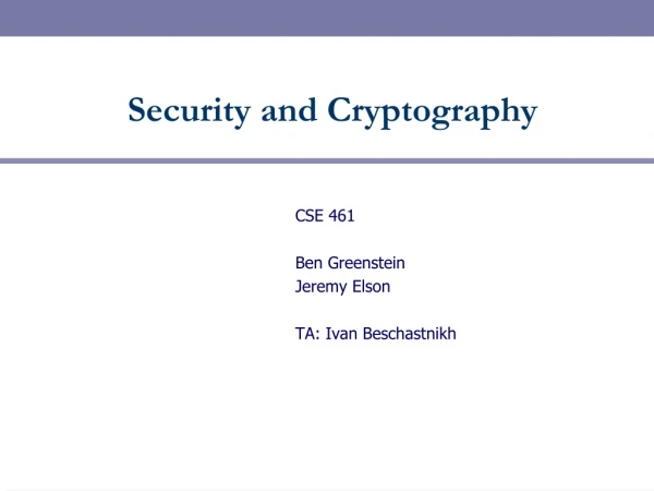 Security and Cryptography