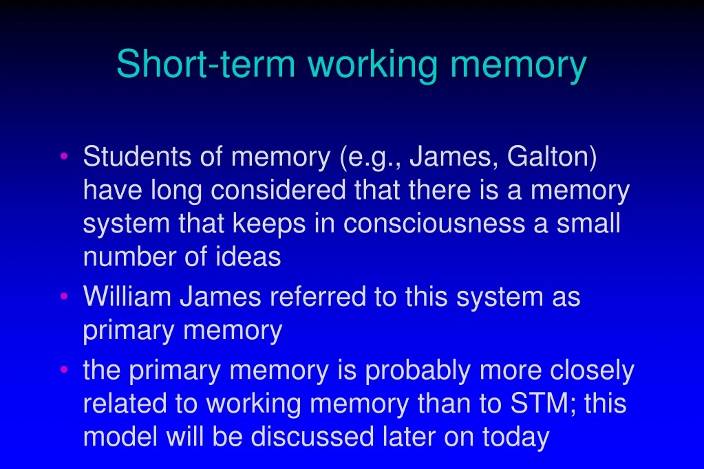 short term working memory