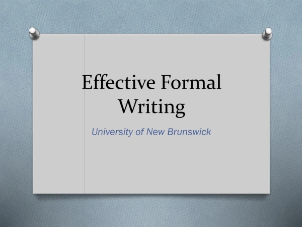 Effective Formal Writing