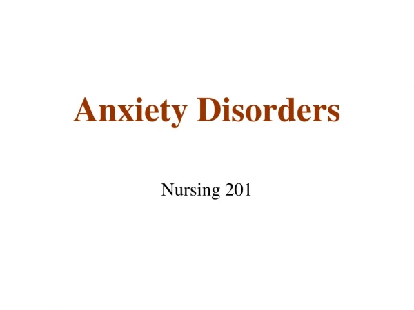 Anxiety Disorders