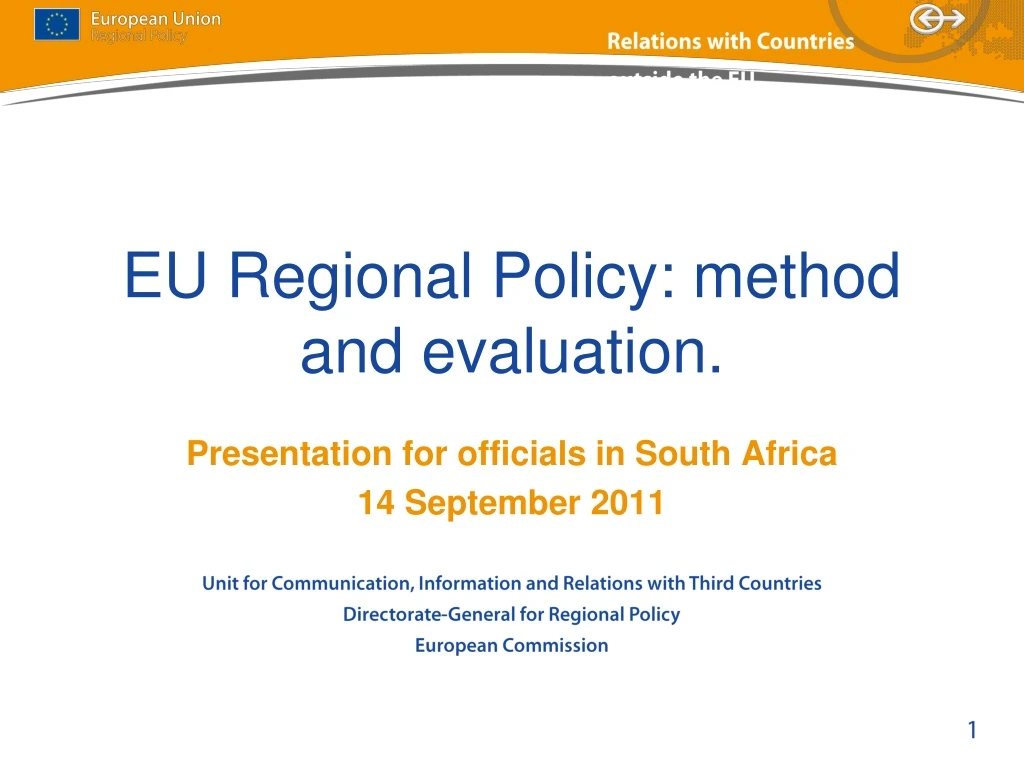 eu regional policy method and evaluation