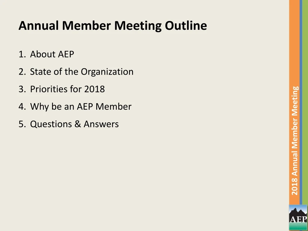annual member meeting outline about aep state