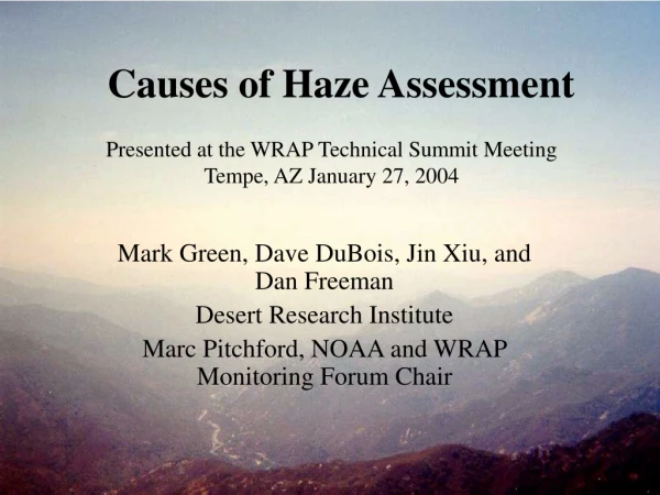 Causes of Haze Assessment