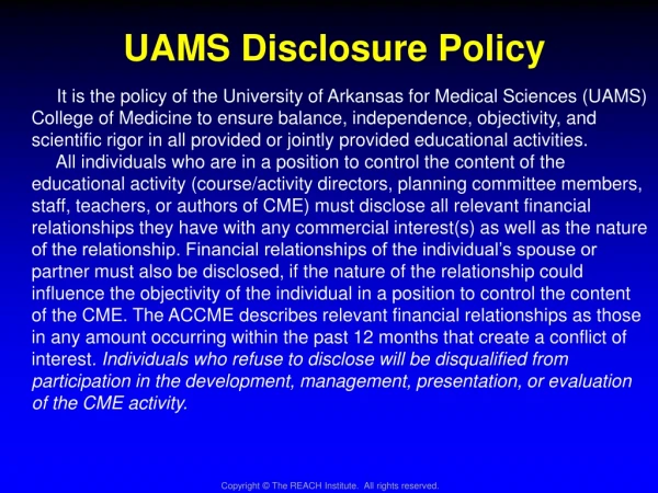 UAMS Disclosure Policy