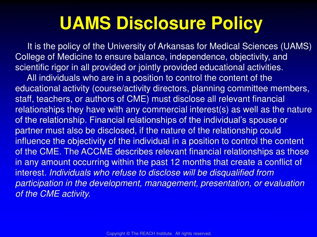 uams disclosure policy