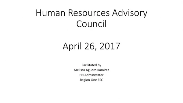 Human Resources Advisory Council April 26, 2017