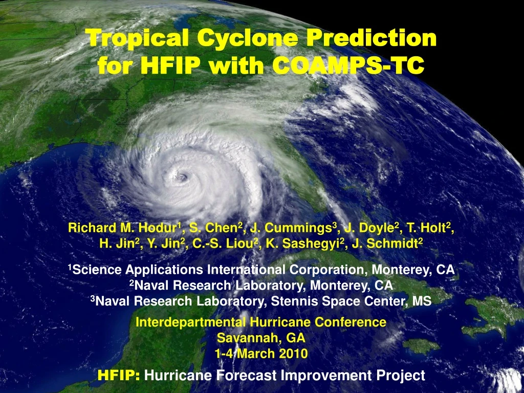 tropical cyclone prediction for hfip with coamps