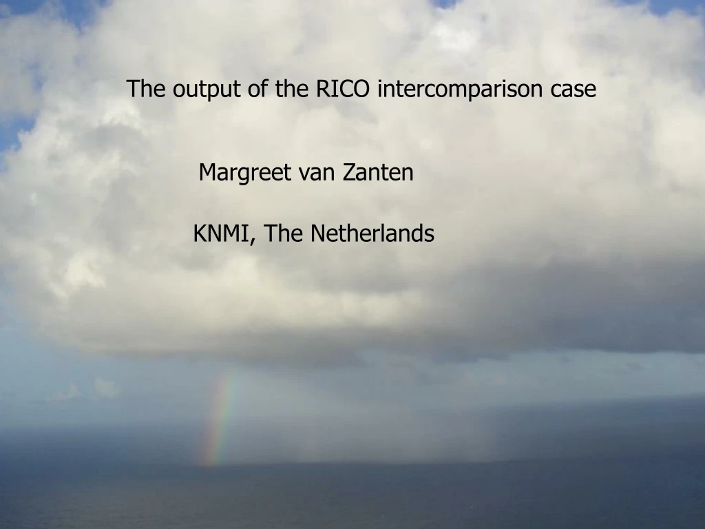 the output of the rico intercomparison case