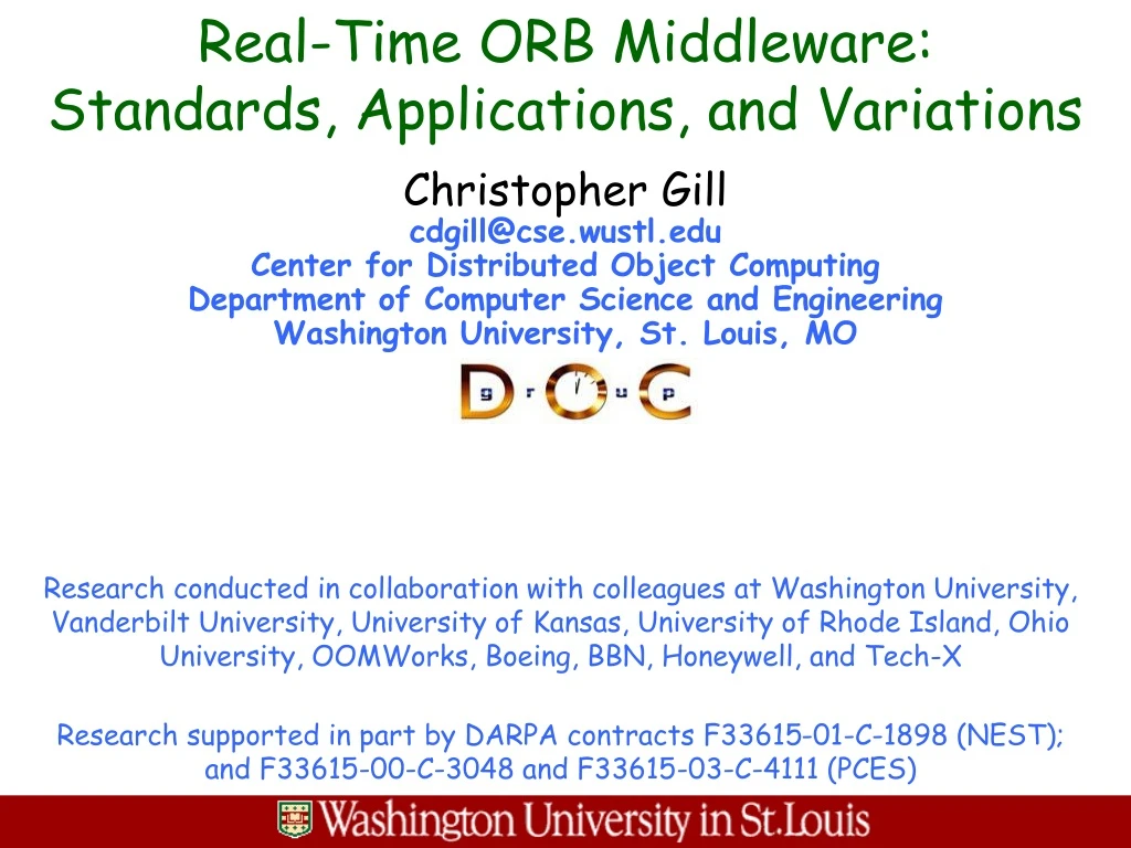 real time orb middleware standards applications and variations