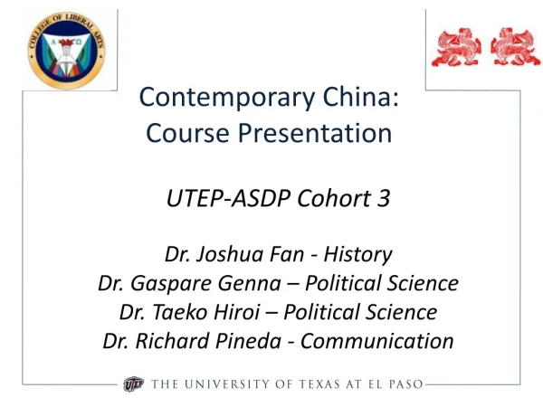 Contemporary China:  Course Presentation