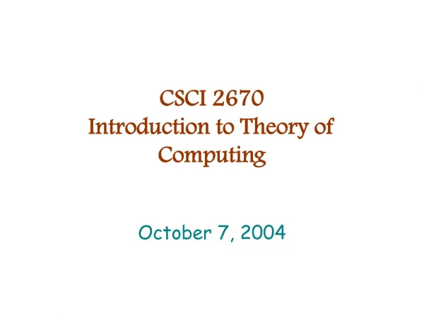 CSCI 2670 Introduction to Theory of Computing