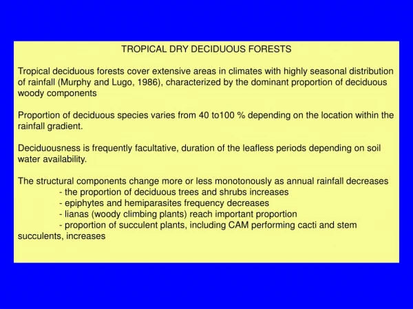 TROPICAL DRY DECIDUOUS FORESTS