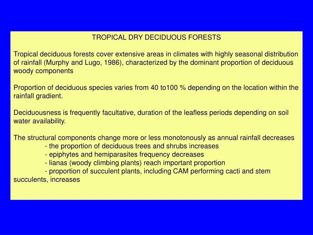 tropical dry deciduous forests tropical deciduous