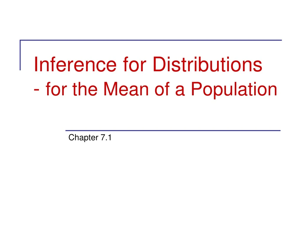 inference for distributions for the mean of a population