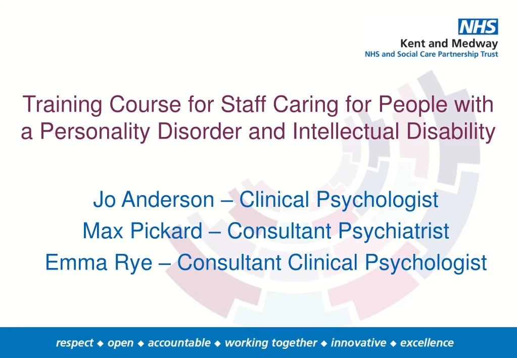 training course for staff caring for people with a personality disorder and intellectual disability