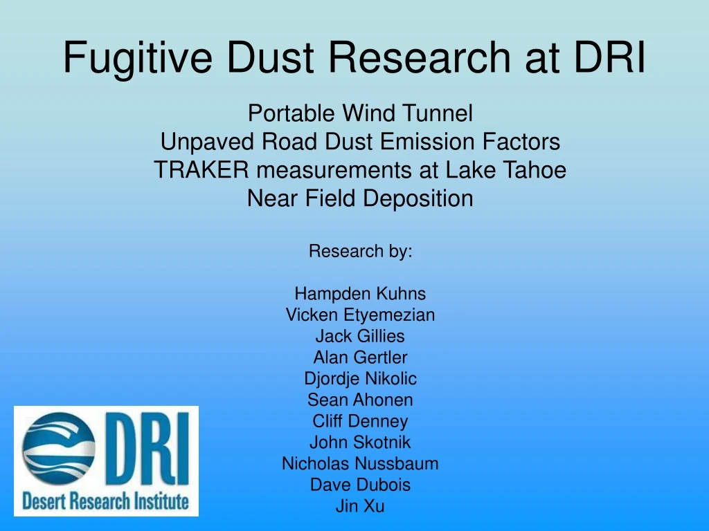 fugitive dust research at dri