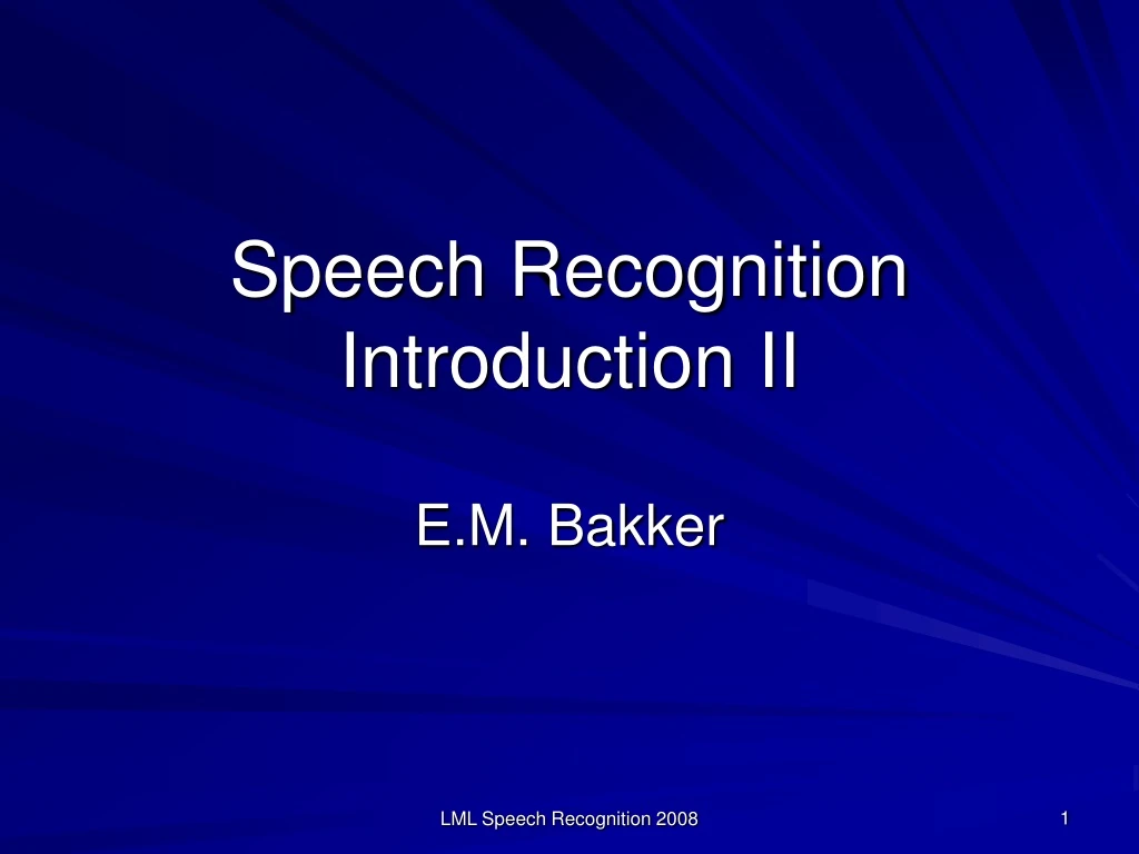 speech recognition introduction ii