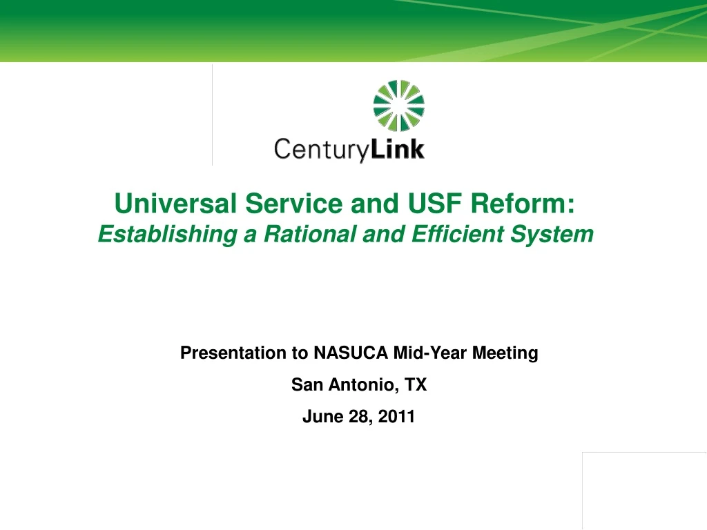 universal service and usf reform establishing
