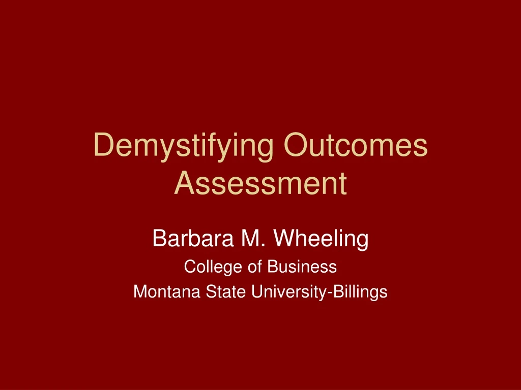 demystifying outcomes assessment