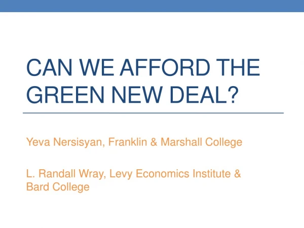 Can we afford The green new deal?