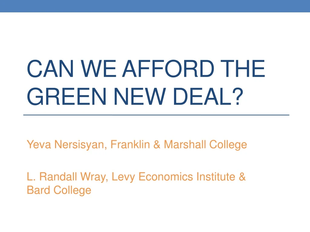 can we afford the green new deal