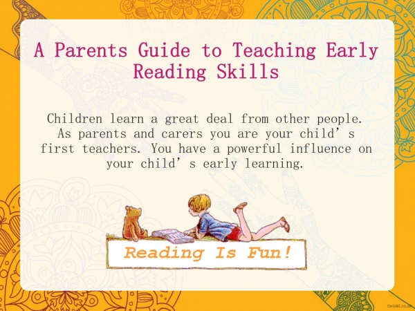 A Parents Guide to Teaching Early Reading Skills