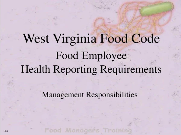West Virginia Food Code Food Employee  Health Reporting Requirements