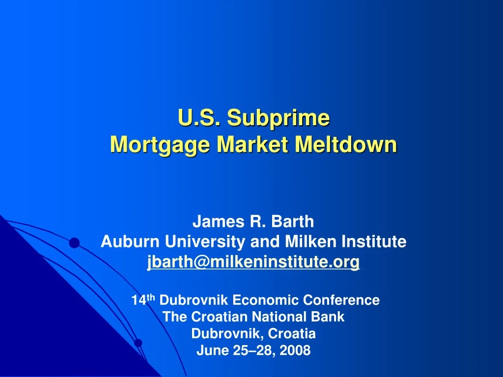 u s subprime mortgage market meltdown james