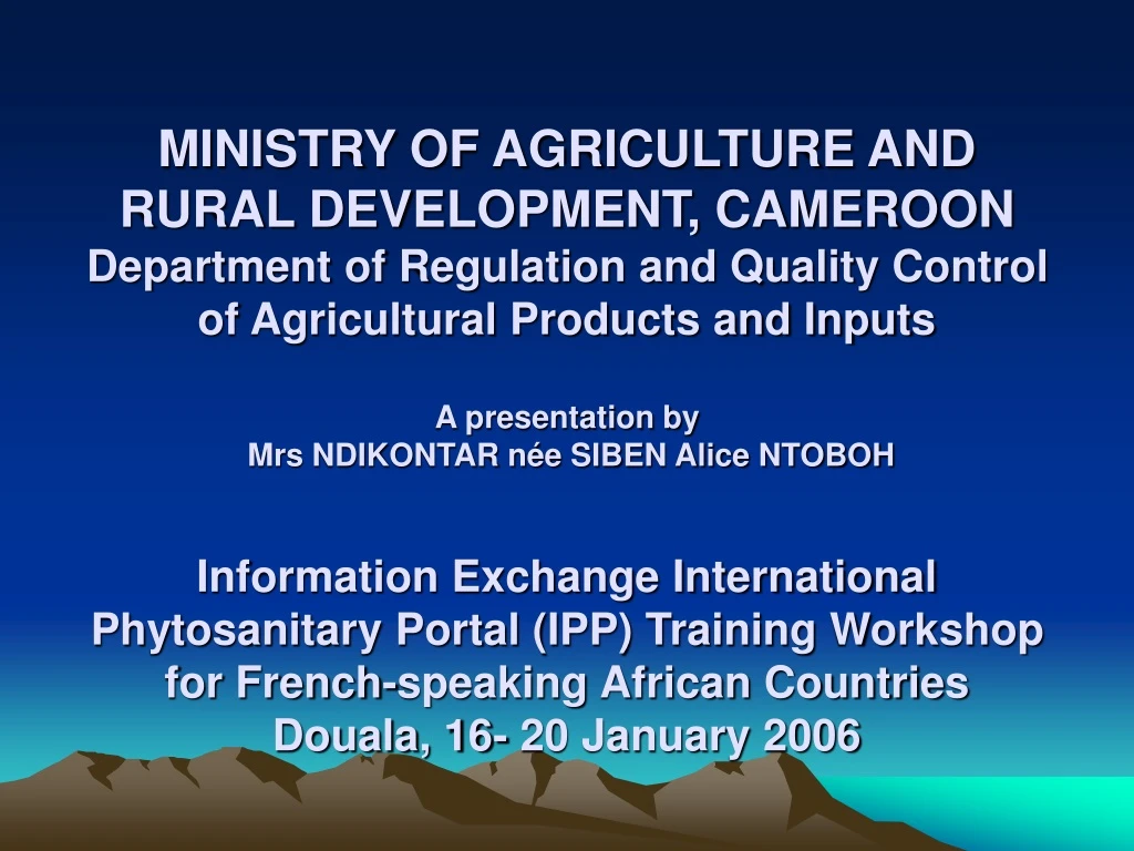 ministry of agriculture and rural development