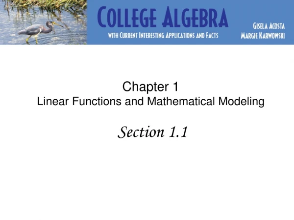 Chapter 1  Linear Functions and Mathematical Modeling Section 1.1